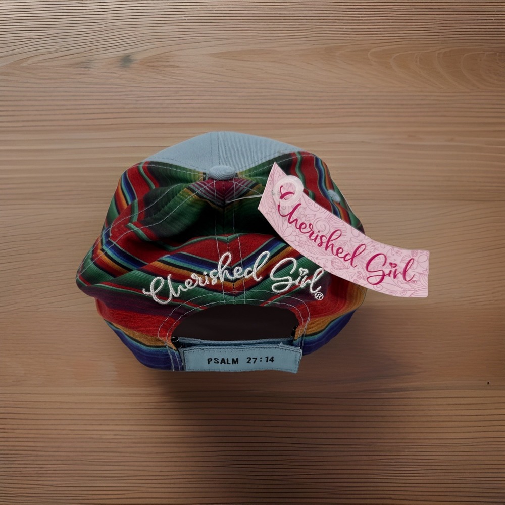 NWT Stick With Jesus Colorful Baseball Cap Psalms 27:14 Cherished Girl